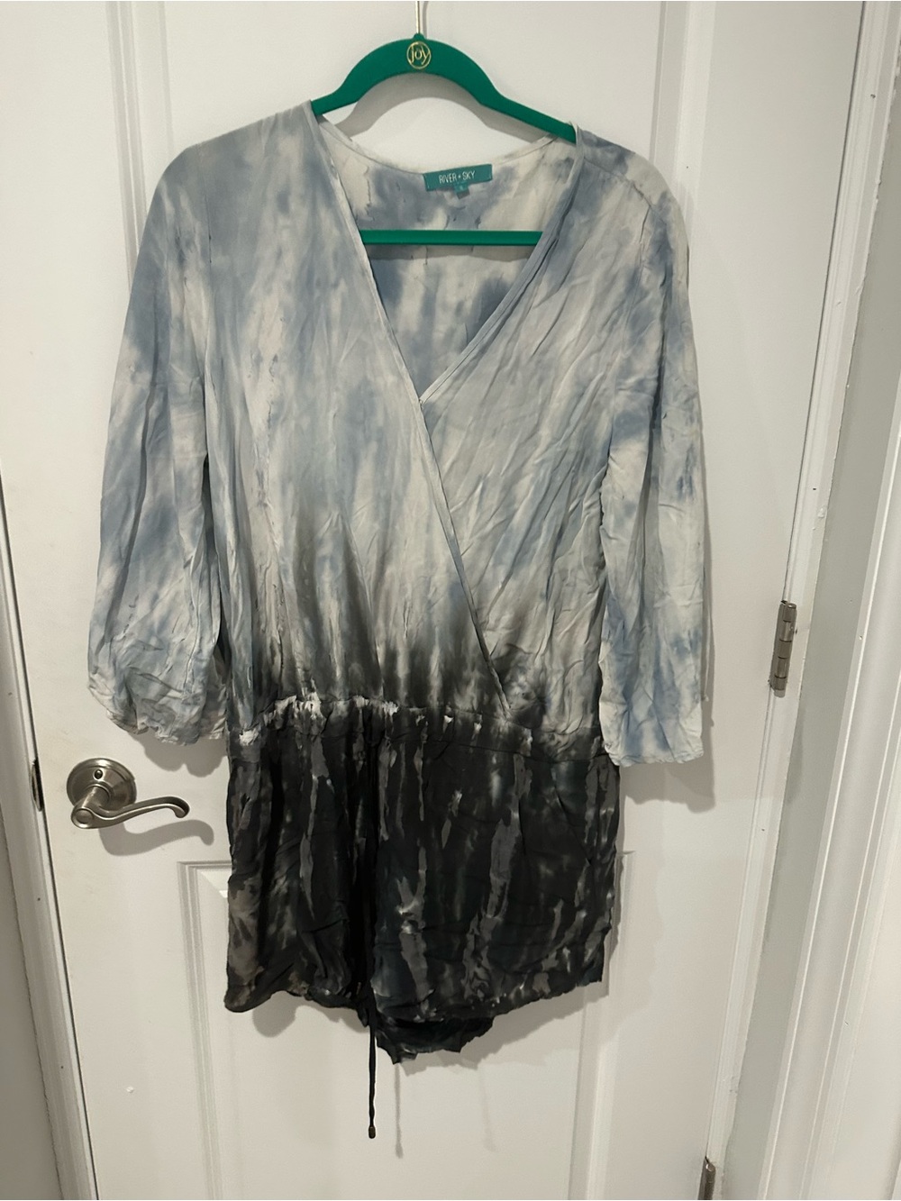 Blue & Black Tie-Dye Wrap Romper by BLUESKY